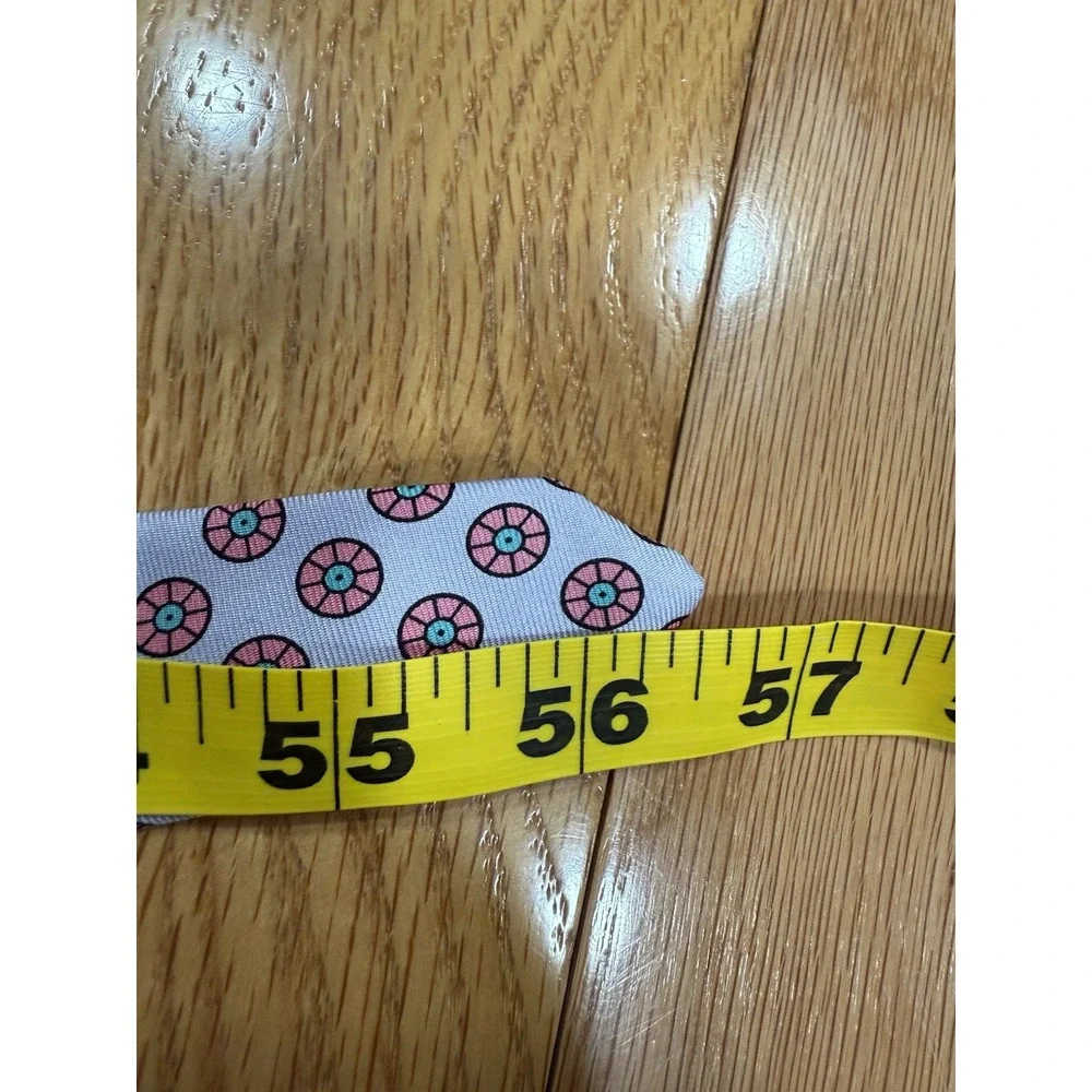 Vintage Mallory & Church Pure Silk Tie Lavender Red Gometric Medallion‎ Pattern